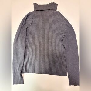 111 State Gray Ribbed Wool Blend Turtleneck Sweater Size L Made in Hong Kong
